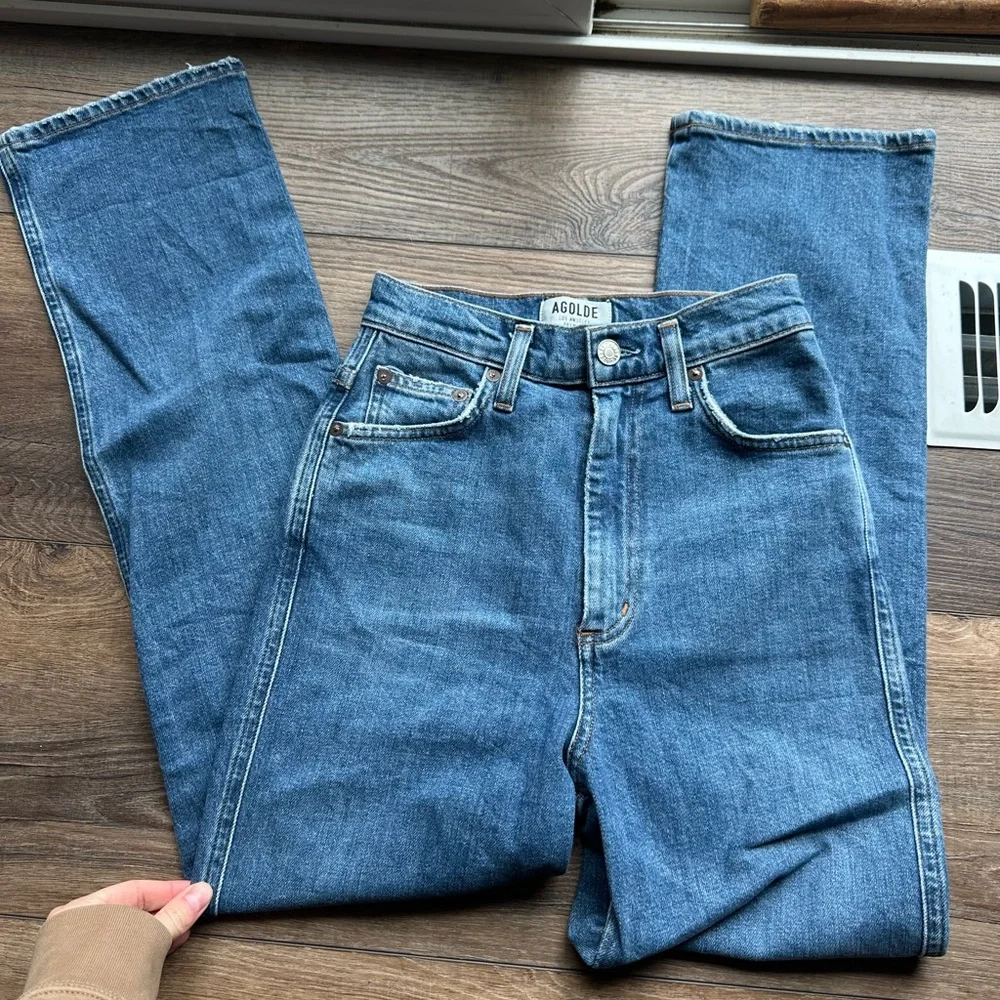 AGOLDE High Rise Medium Wash Jeans - Picture 2 of 3